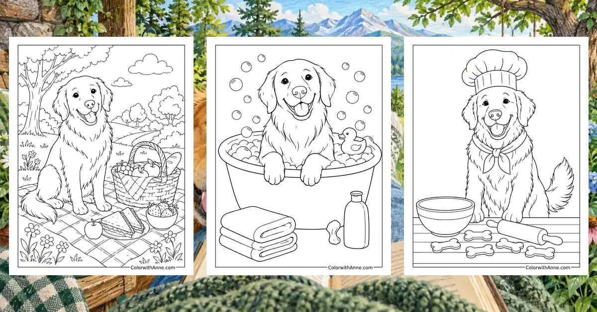 Golden Retriever Coloring Pages banner
