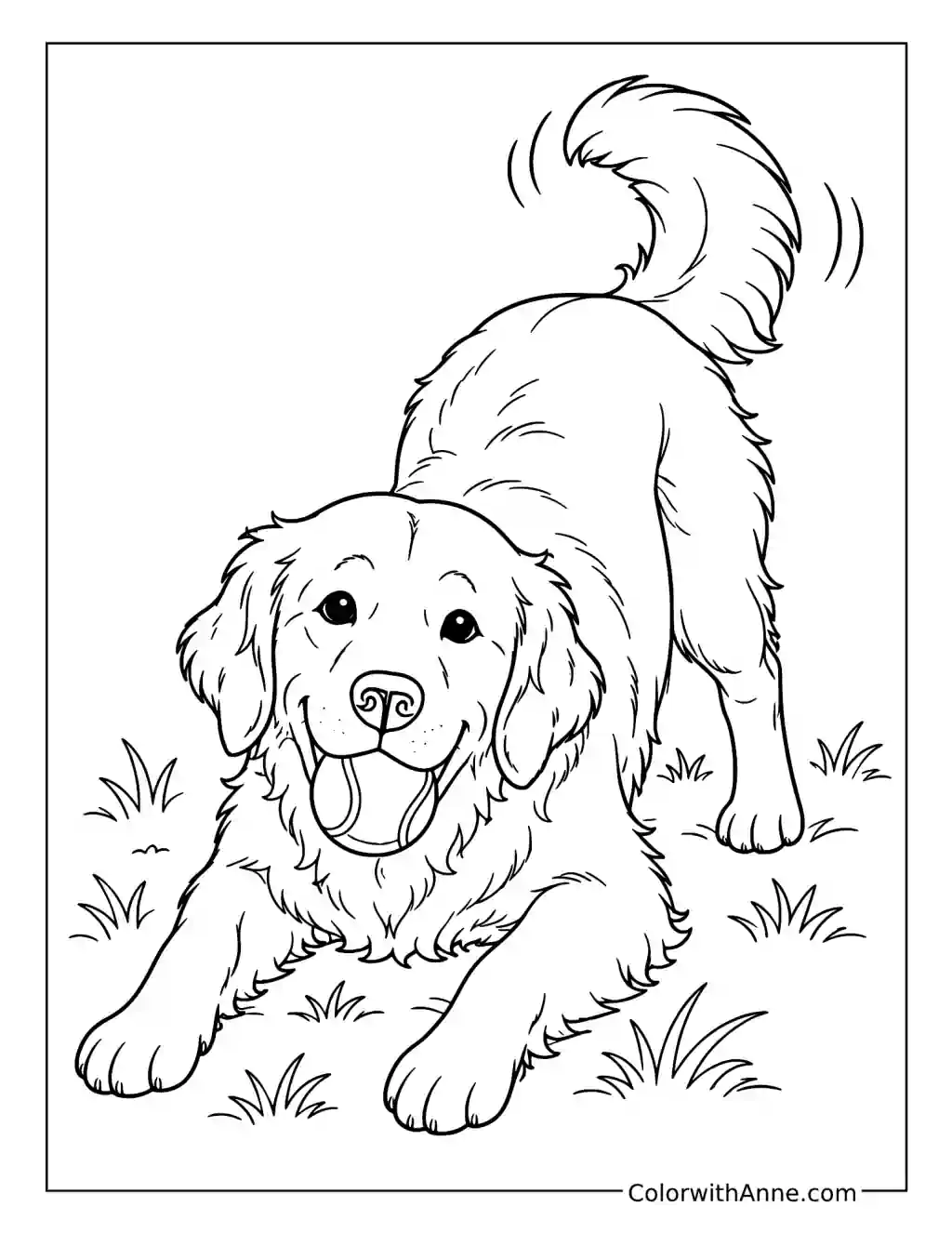 Golden Retriever in a Play Bow coloring page