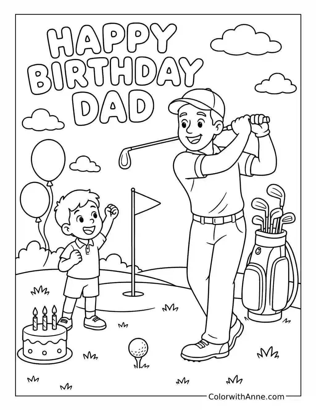 Golf Dad Birthday coloring page
