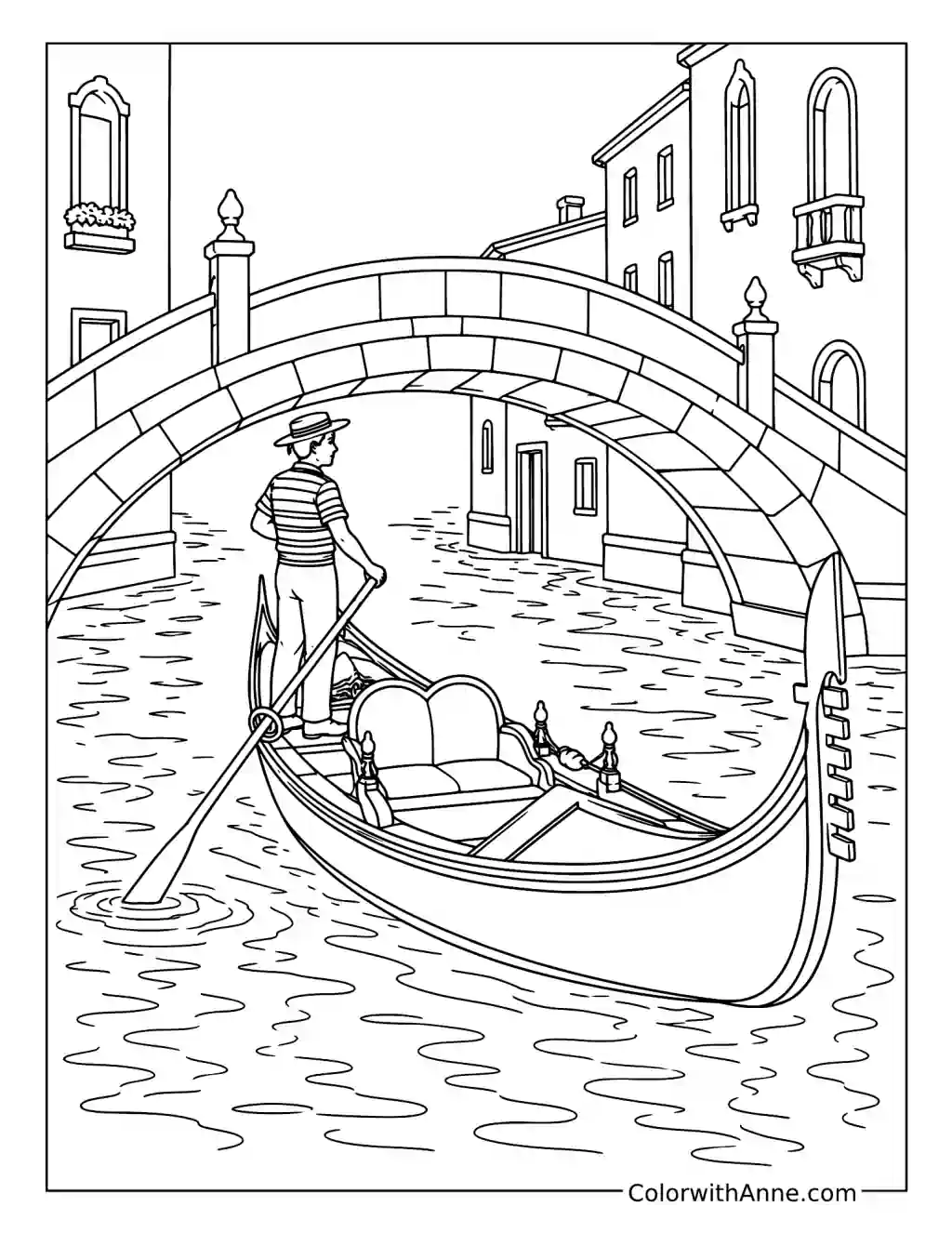 Gondola in Venice coloring page
