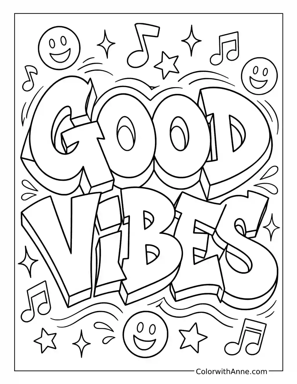 Good Vibes Graffiti coloring page
