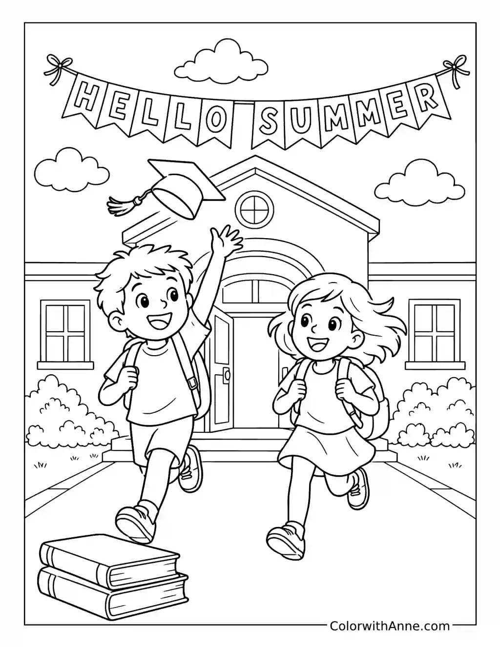 Goodbye School, Hello Summer coloring page