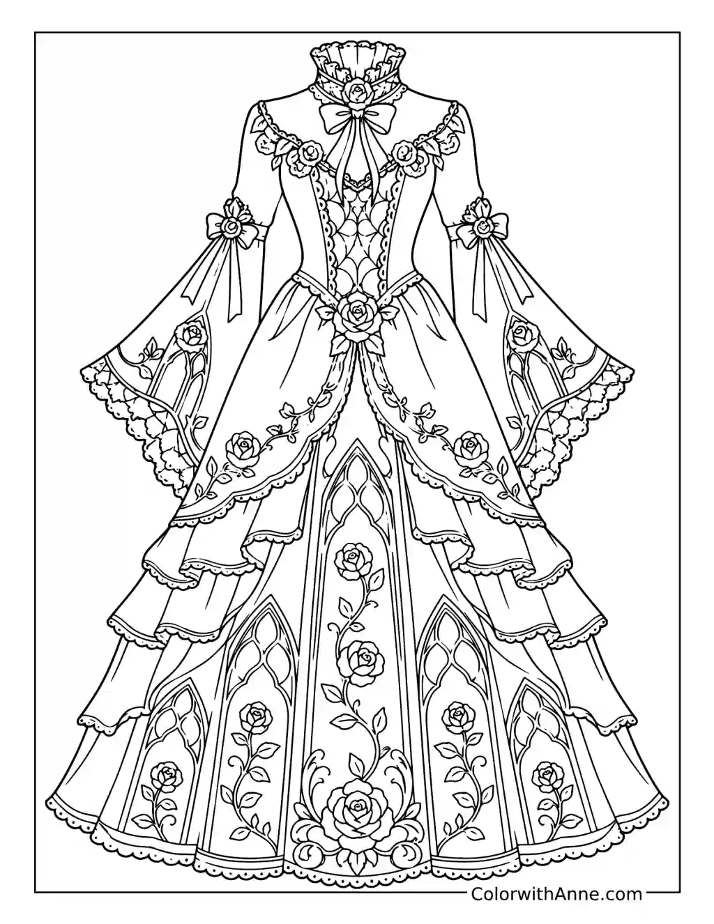 Gothic Lace Dress coloring page