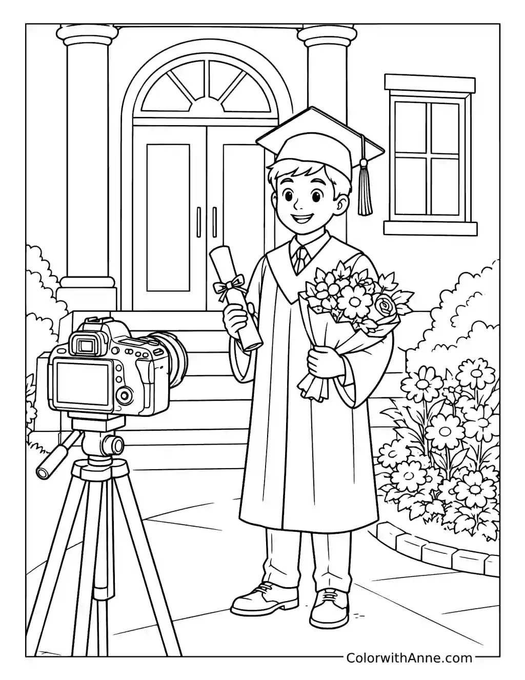 Graduate Posing for a Commemorative Photo coloring page