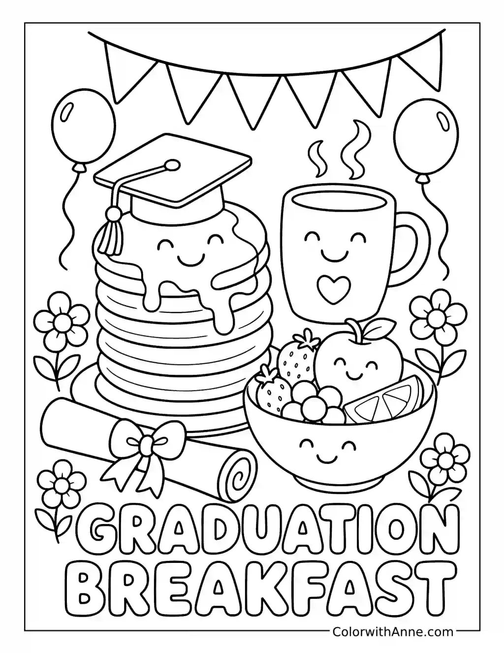 Graduation Breakfast coloring page