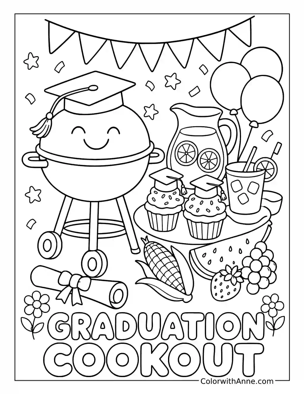 Graduation Cookout Celebration coloring page