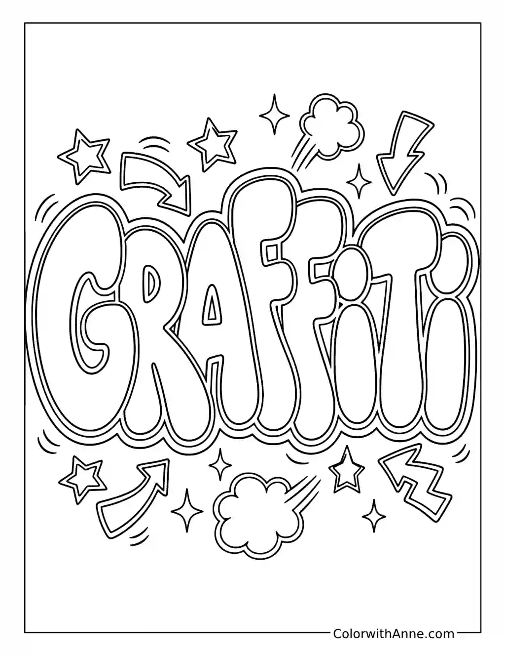 Graffiti Bubble Letters coloring page