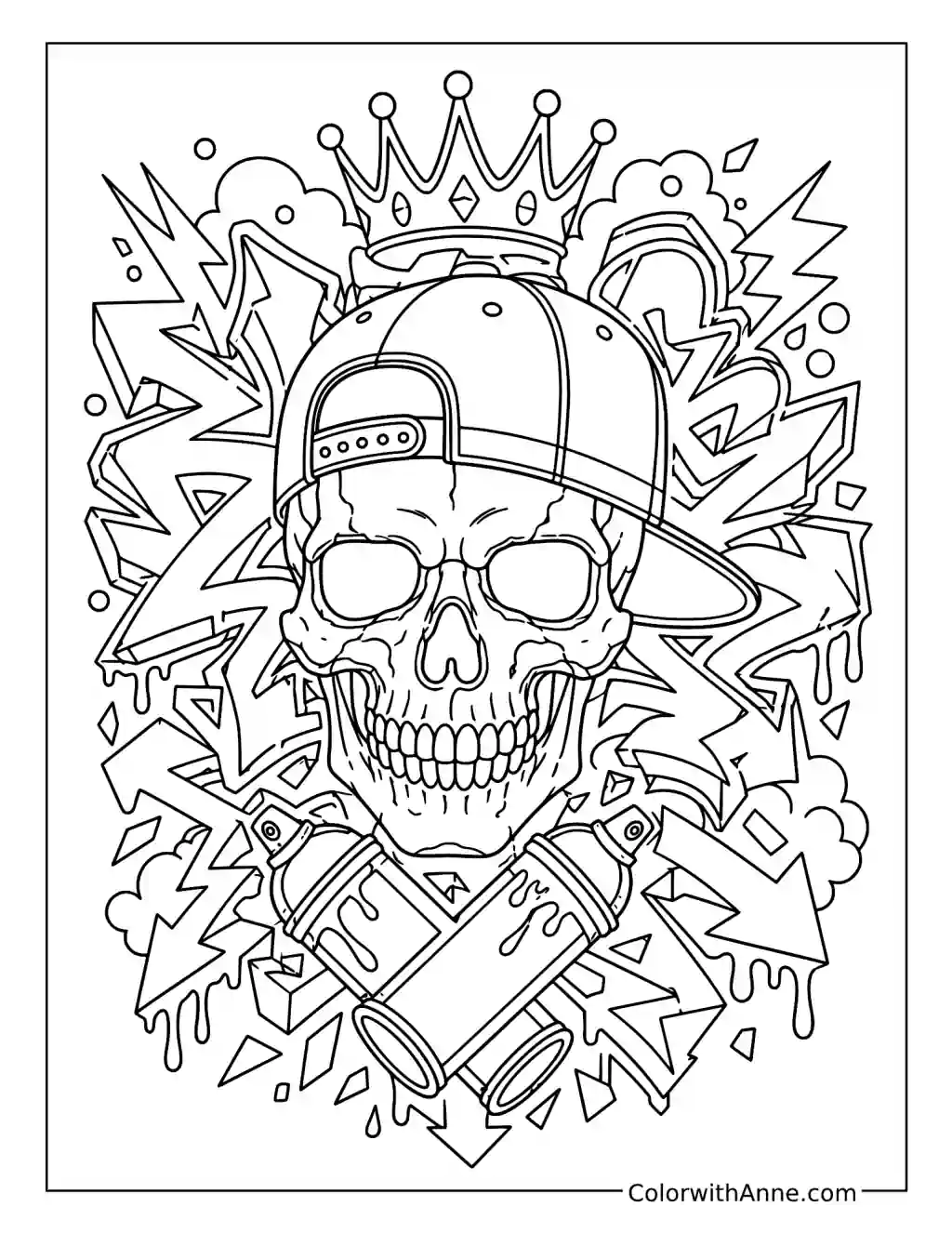 Graffiti Skull Street Art coloring page