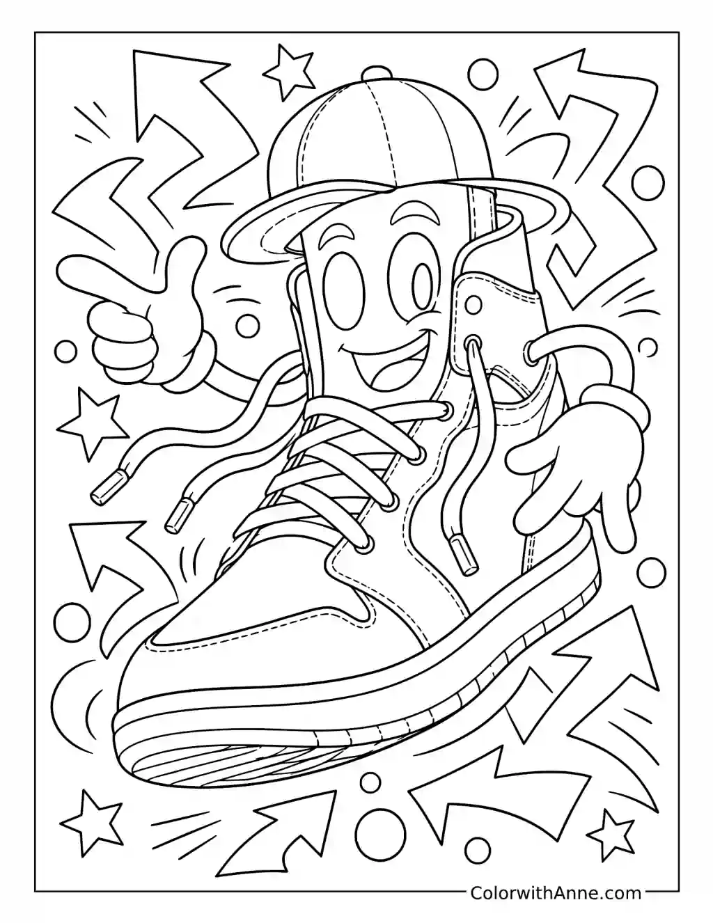Graffiti Sneaker Character coloring page