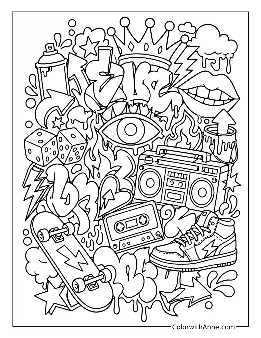 Graffiti Sticker Bomb Wall coloring page