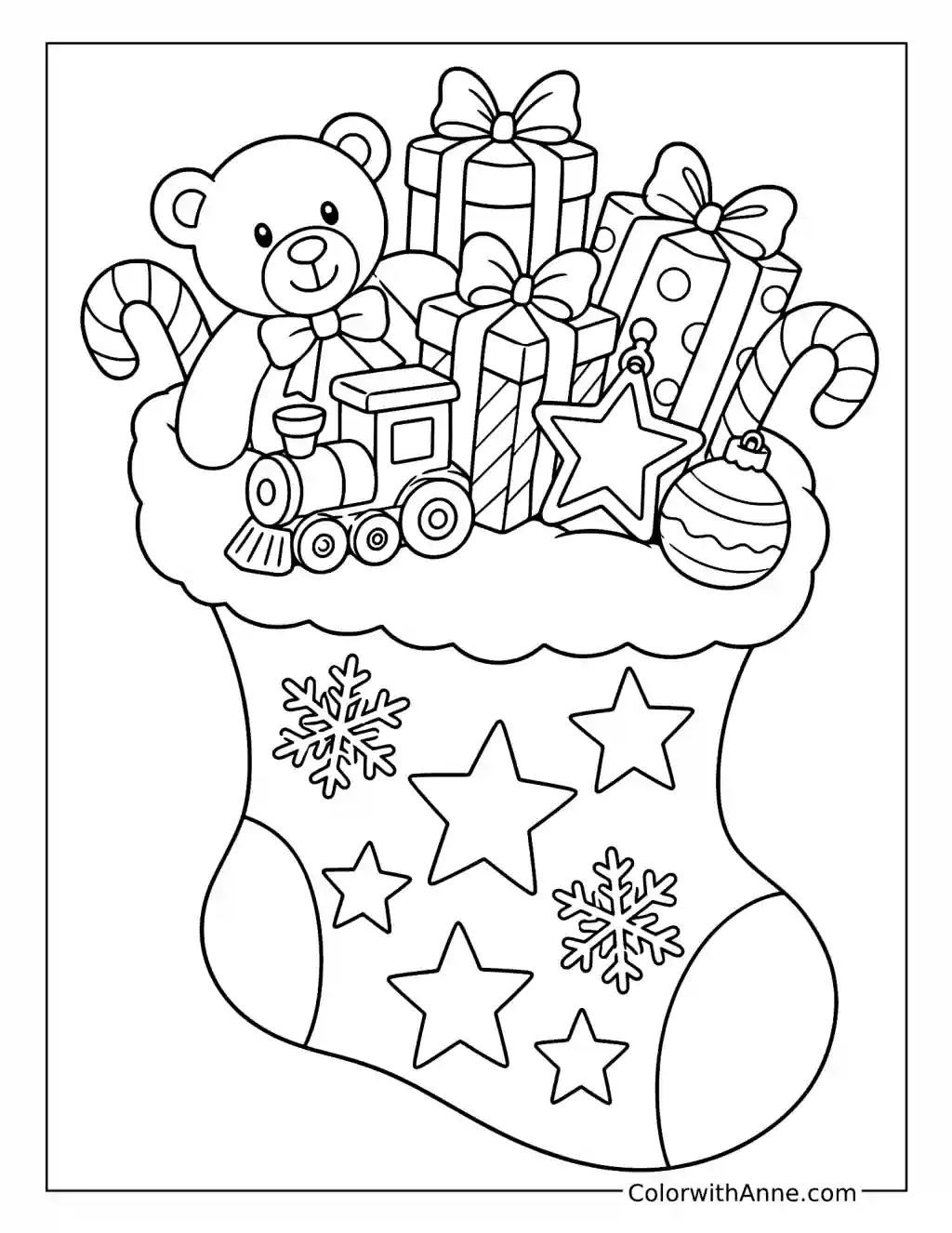 Grand Overflowing Christmas Stocking coloring page