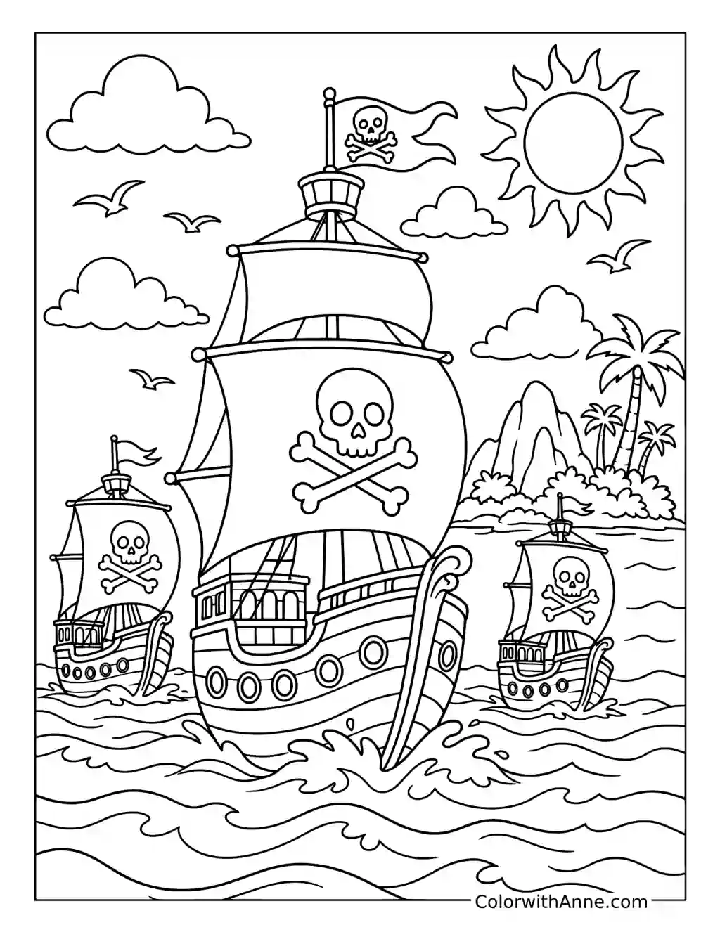 Grand Pirate Fleet Adventure coloring page