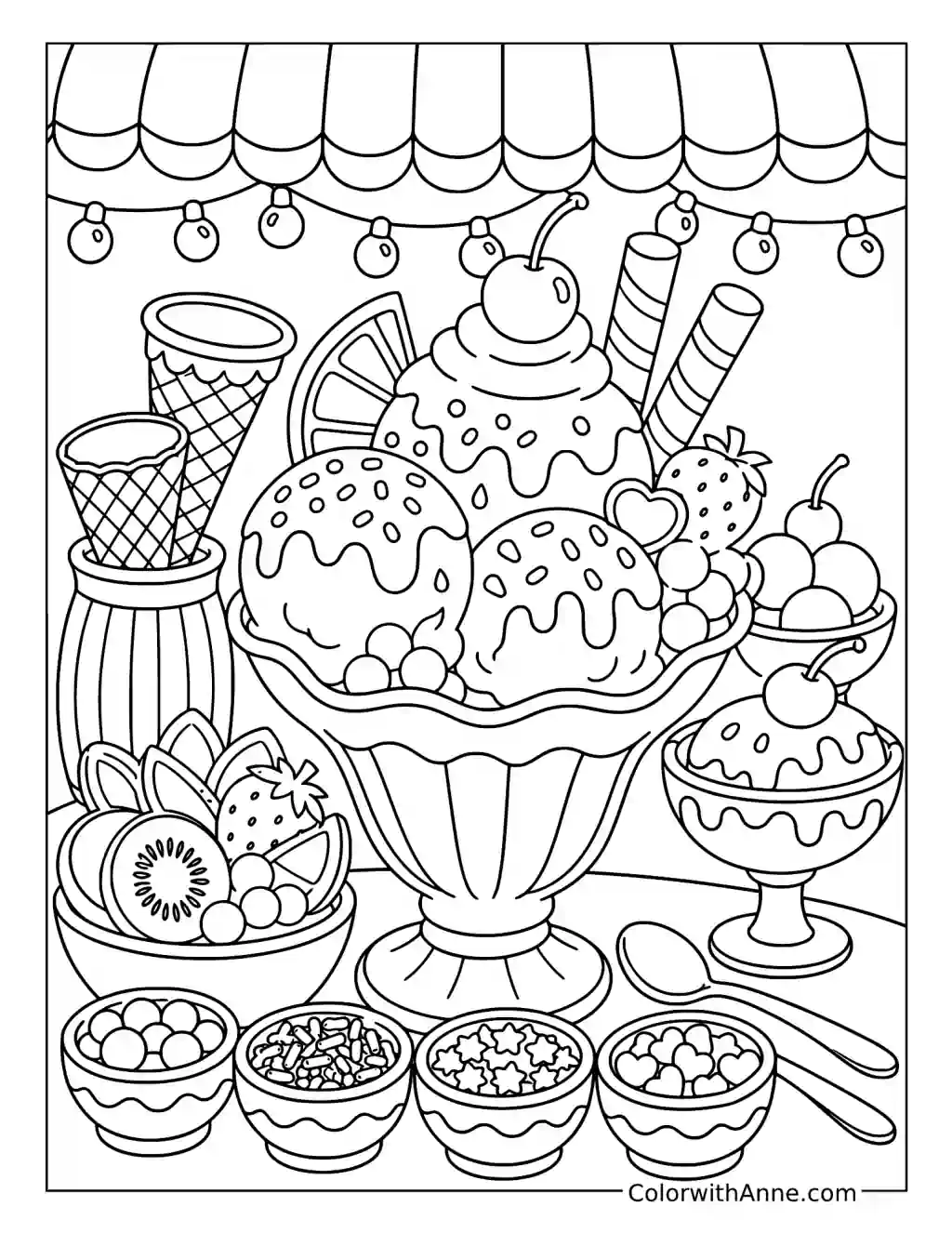 Grand Sundae Bar coloring page