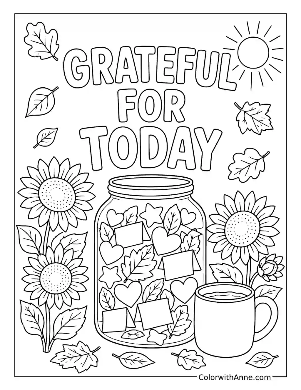 Grateful for Today coloring page
