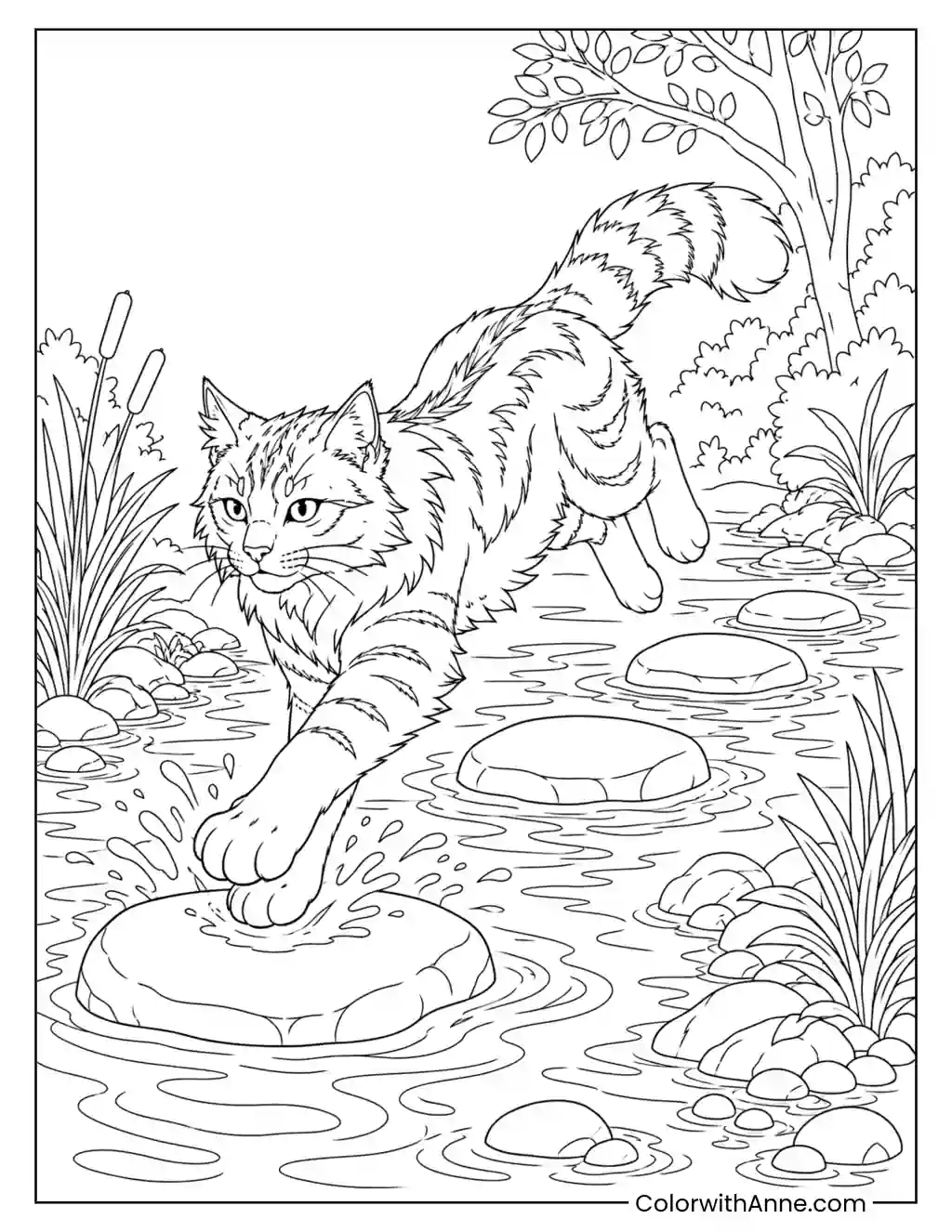 Graystripe Crossing the River coloring page