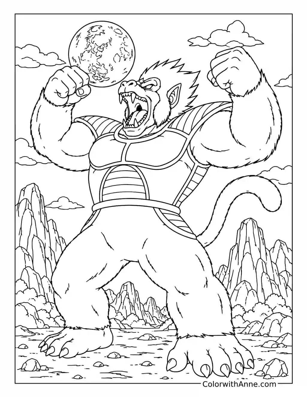 Great Ape Vegeta Beneath the Full Moon coloring page