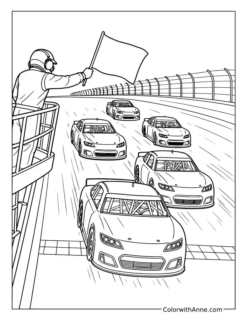 Green Flag Race Start coloring page