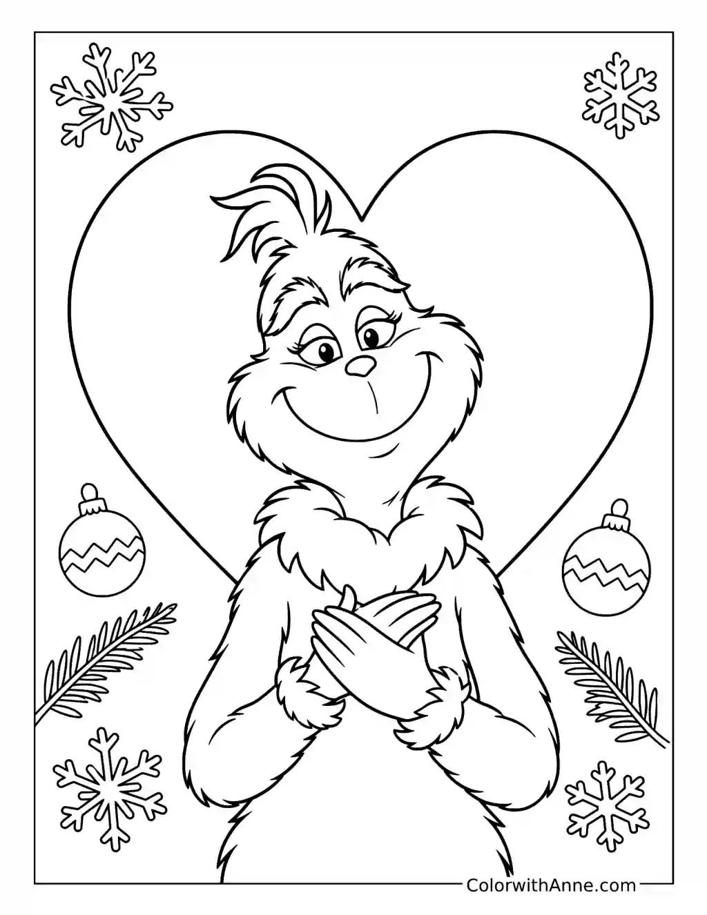 Grinch’s Heartwarming Winter Smile coloring page