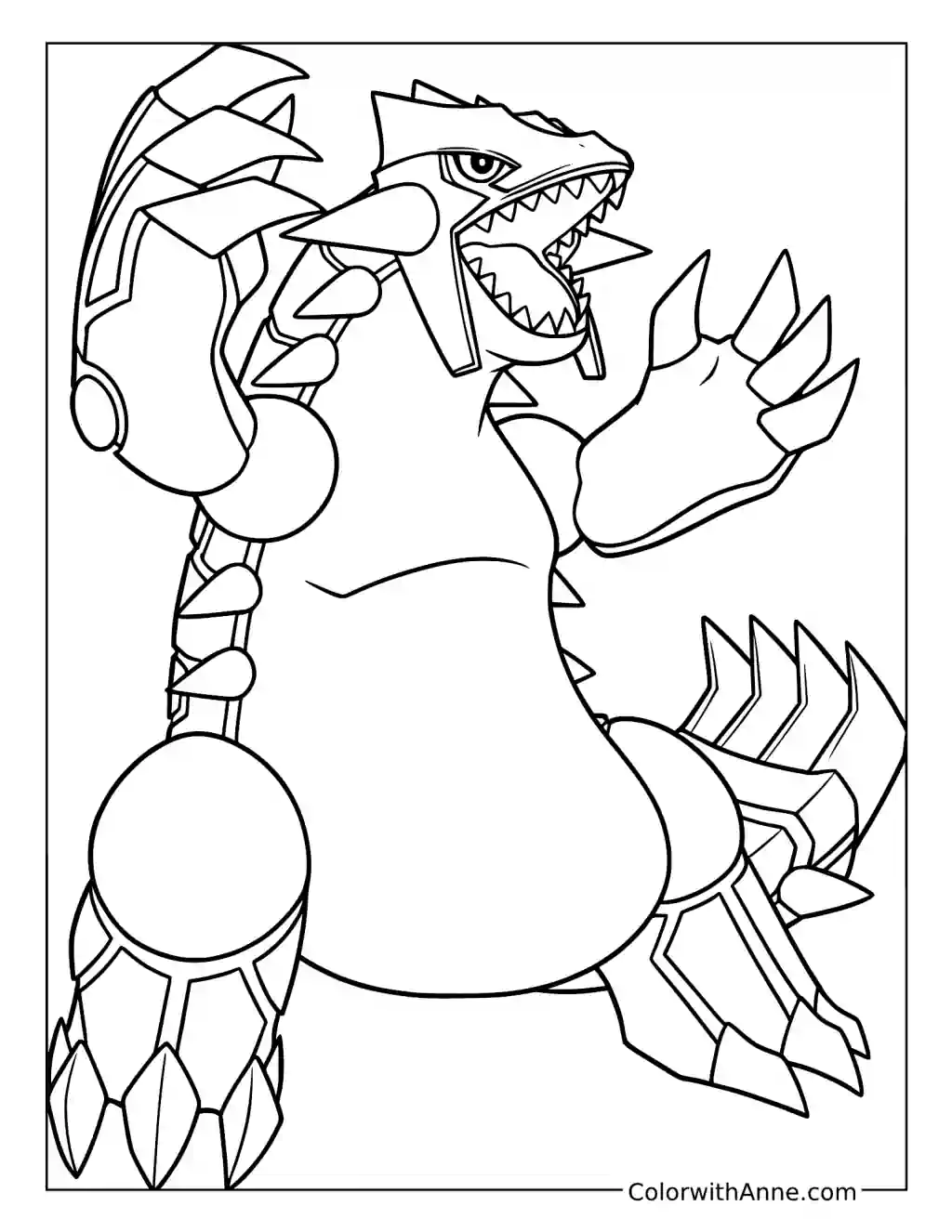 Groudon Roaring with Claws Raised coloring page