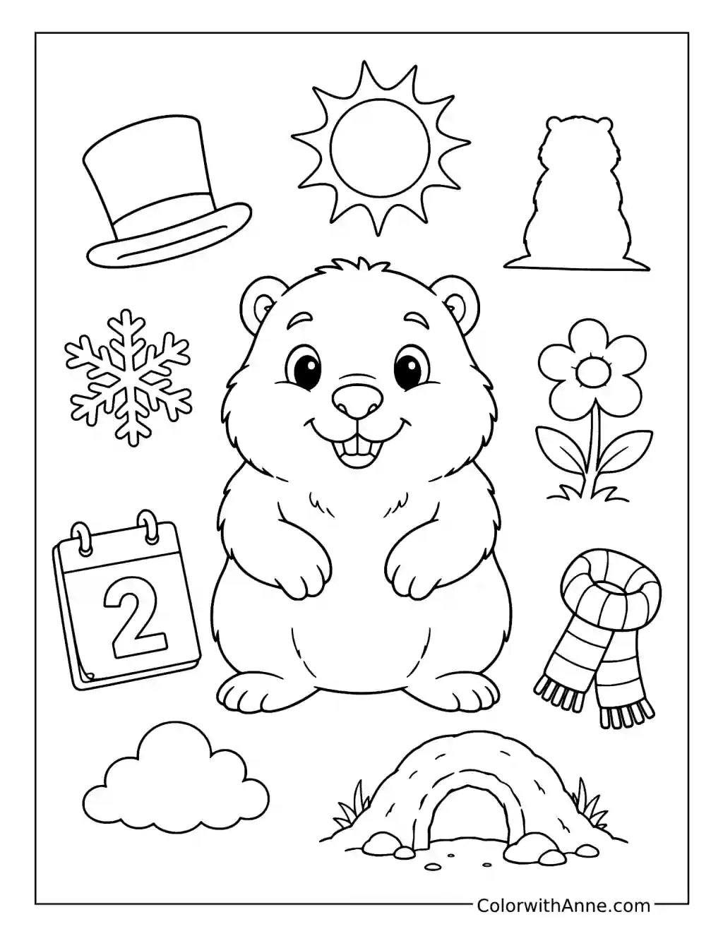 Groundhog Day Doodle Adventure coloring page