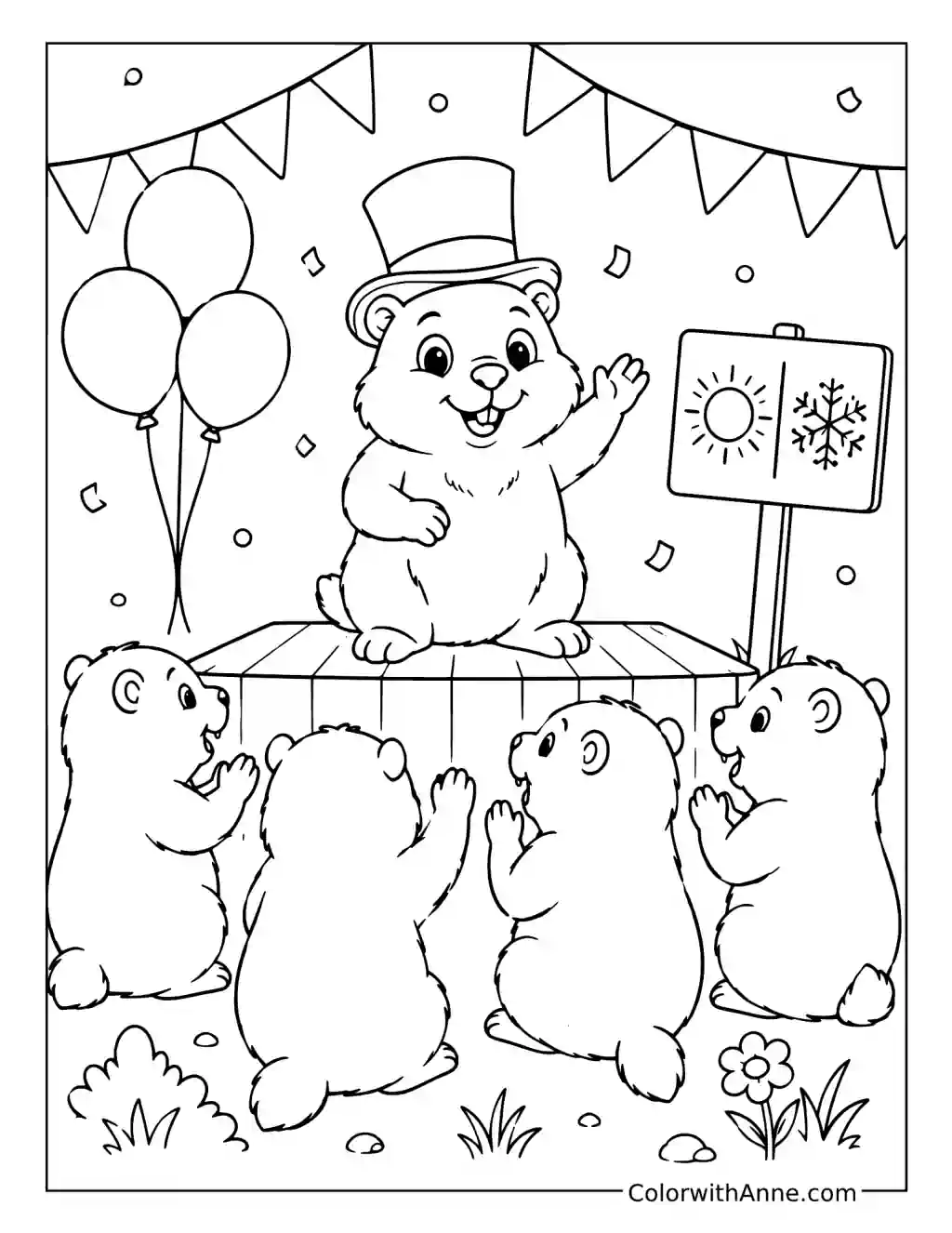 Groundhog Day Town Festival coloring page