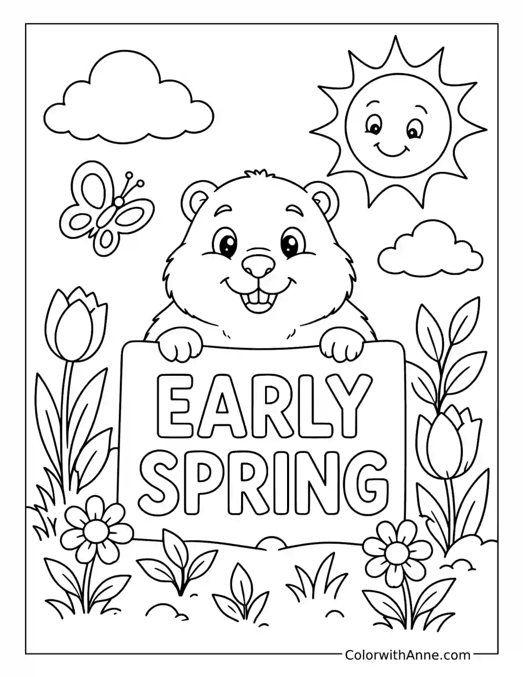 Groundhog’s Early Spring Prediction coloring page