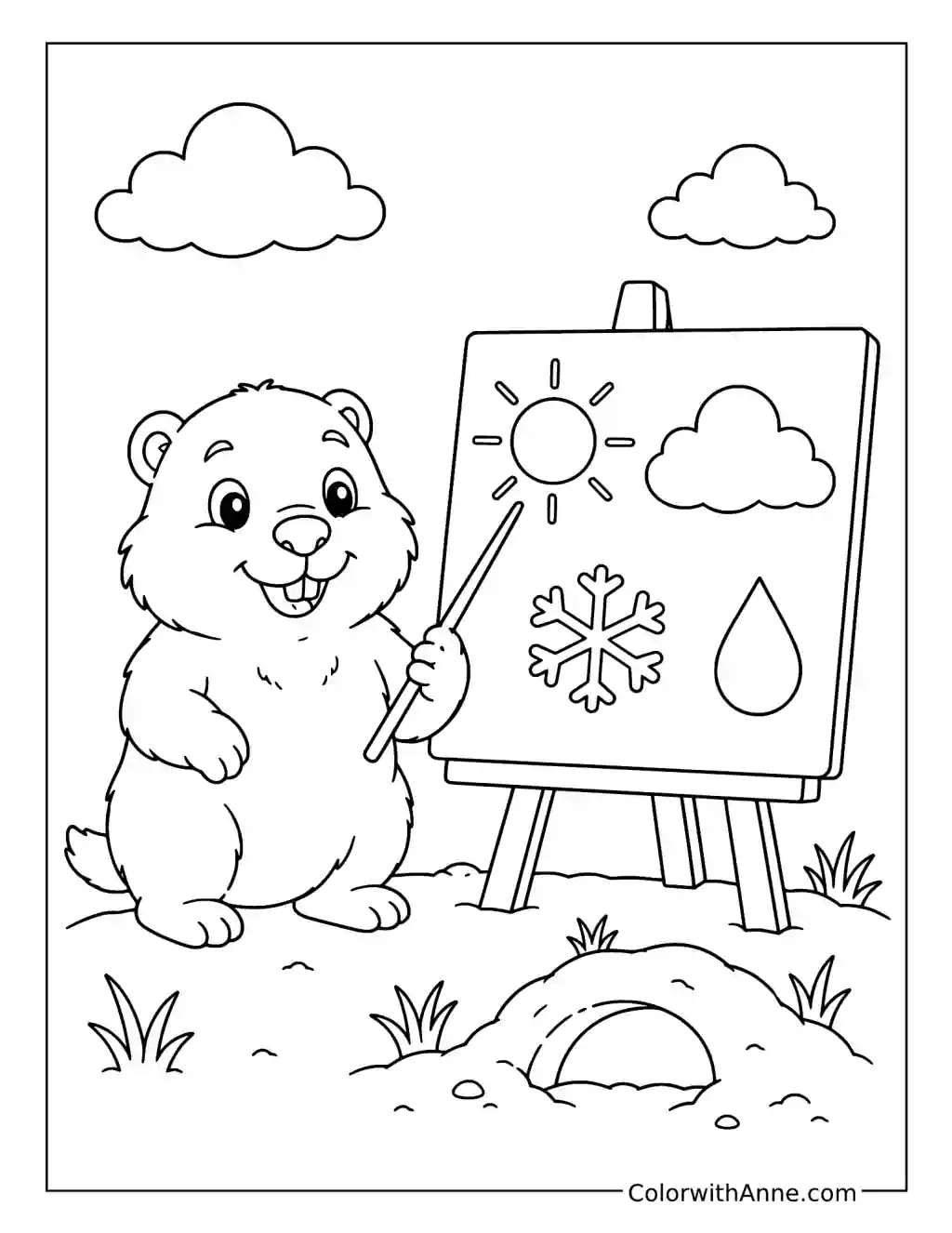 Groundhog Weather Forecaster coloring page