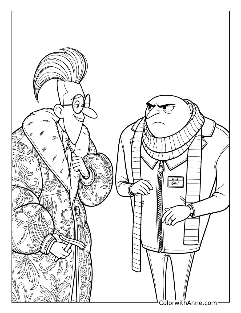 Gru Confronting Maxime Le Mal coloring page