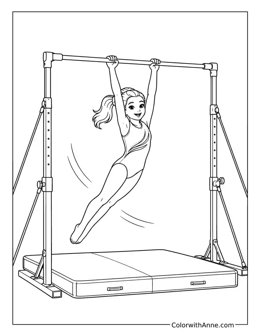 Gymnast on High Bar coloring page