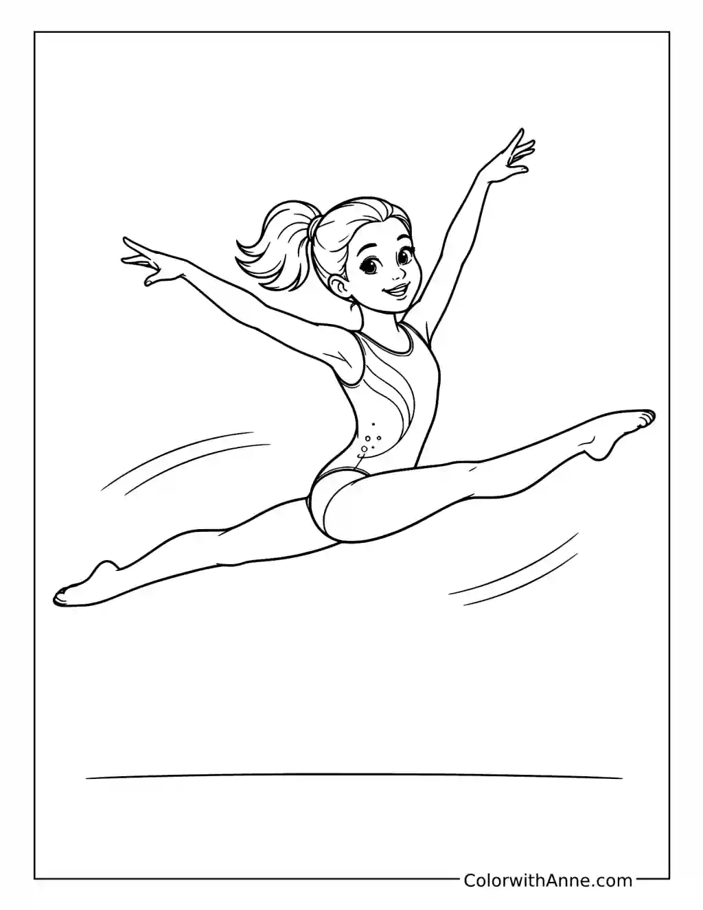 Gymnast Performing a Split Leap coloring page
