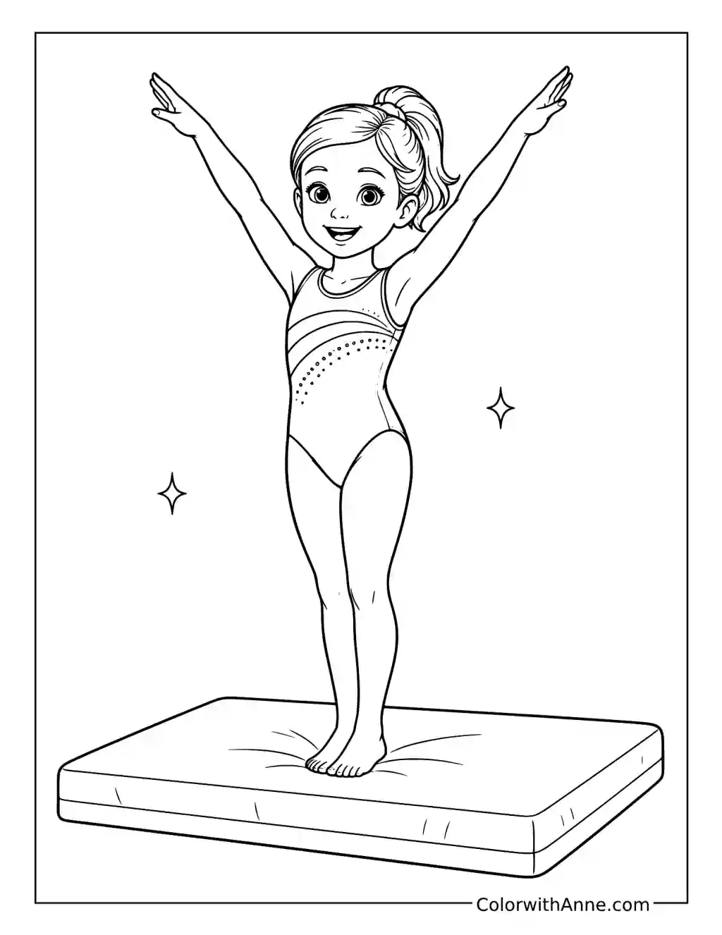 Gymnast Sticking the Landing coloring page
