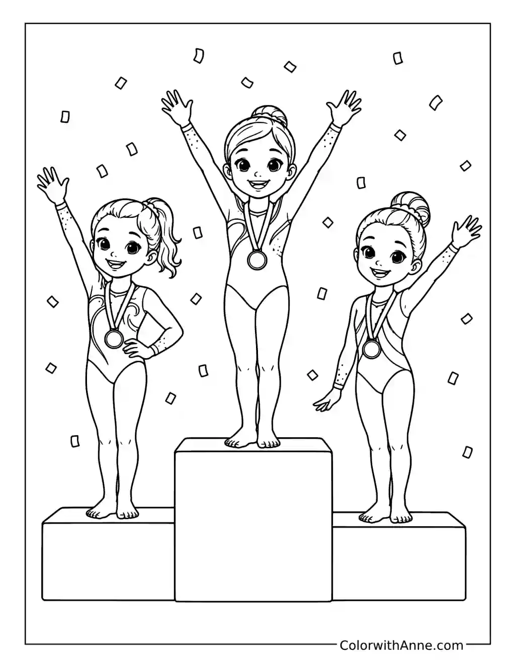 Gymnastics Winners' Podium coloring page
