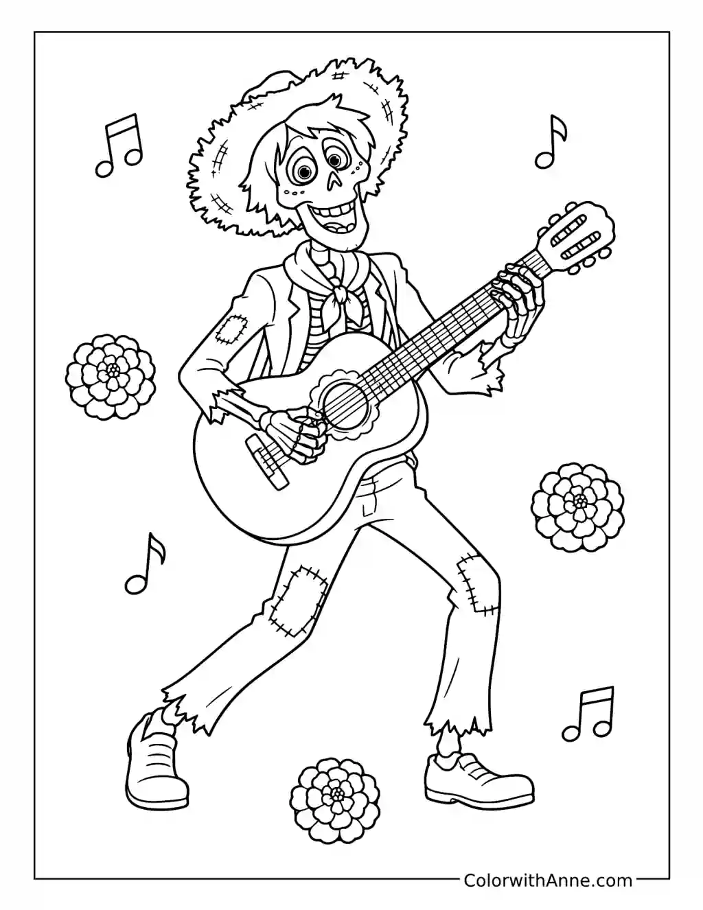 Héctor Playing His Guitar coloring page