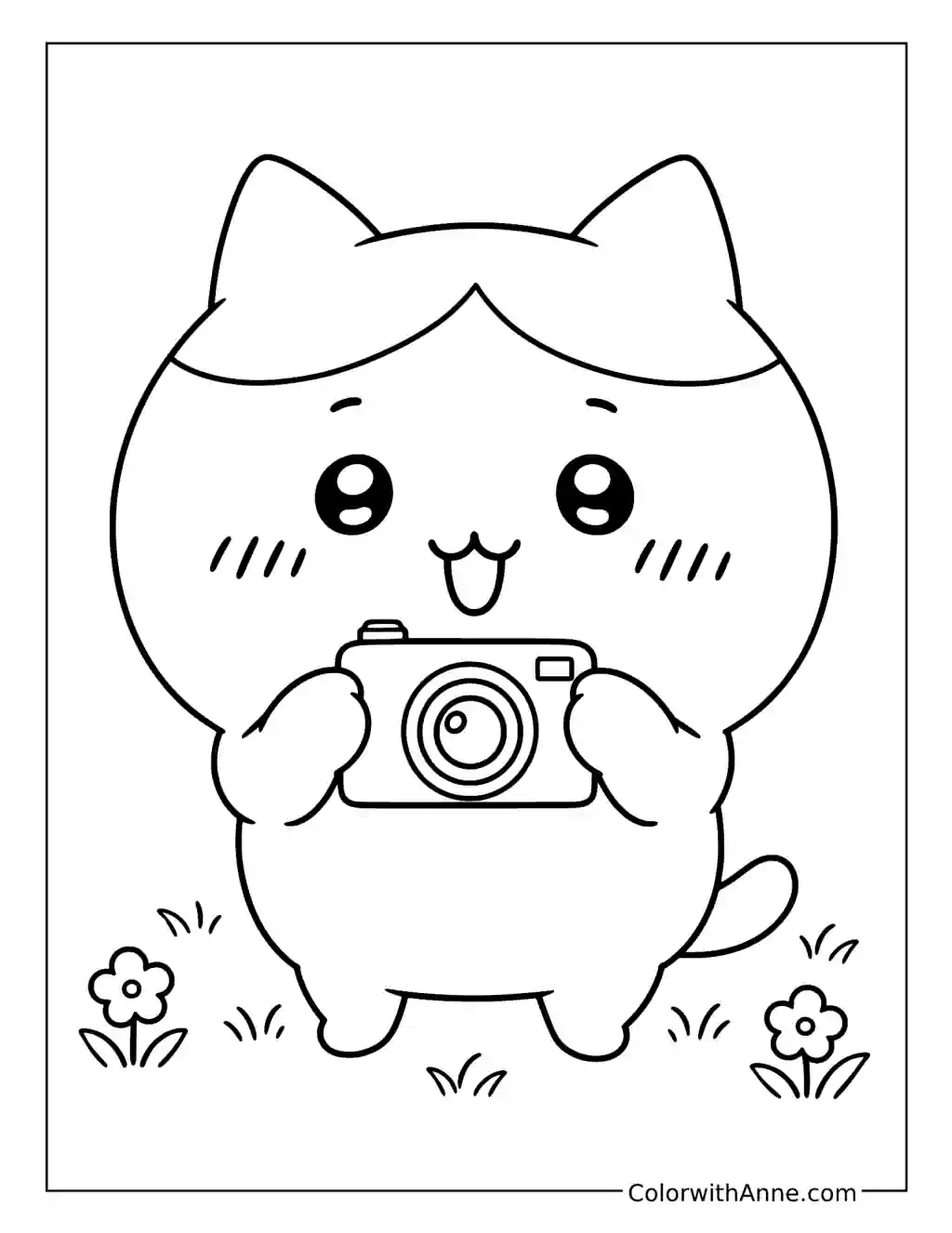 Hachiware’s Camera Adventure coloring page