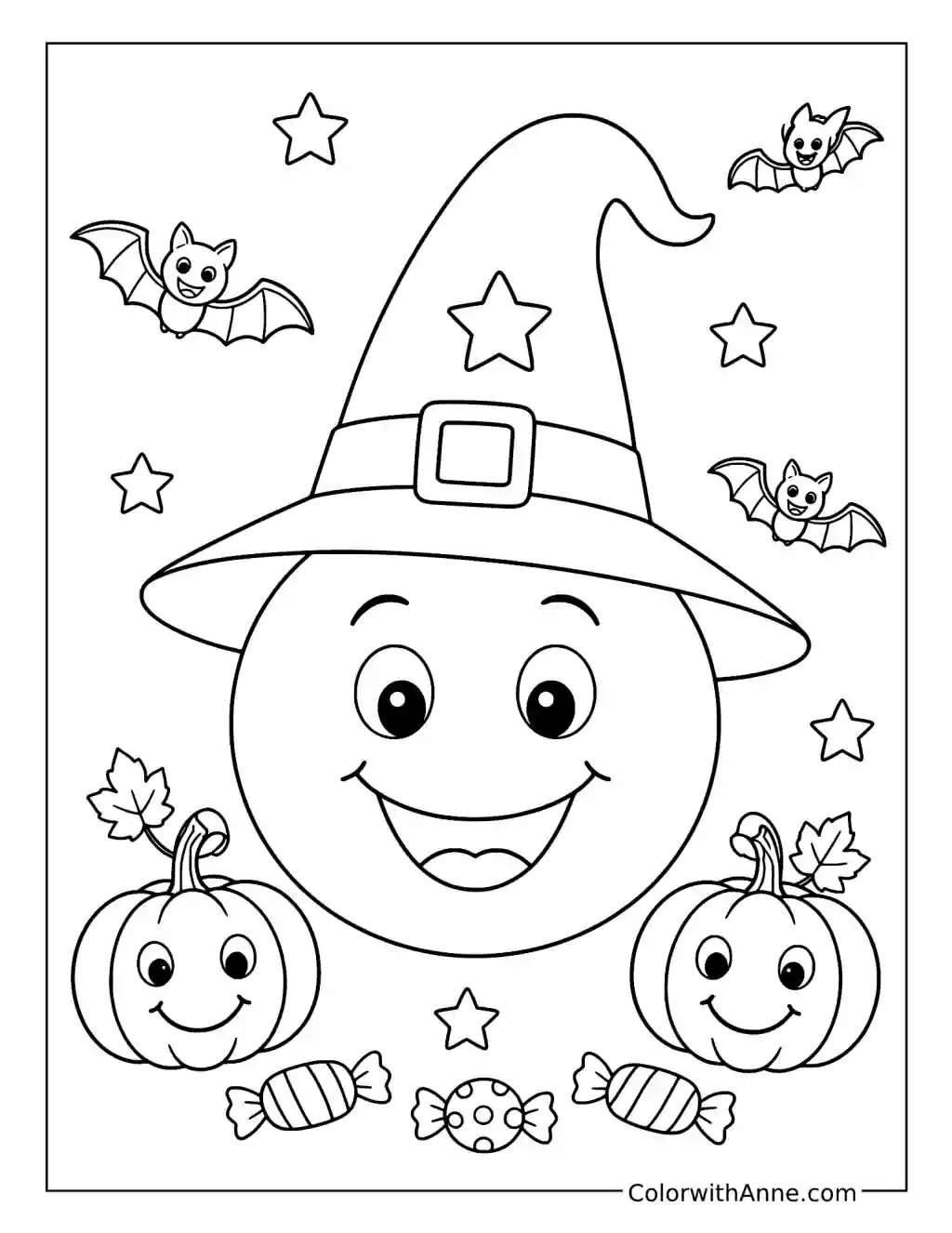 Halloween Smiley Face coloring page