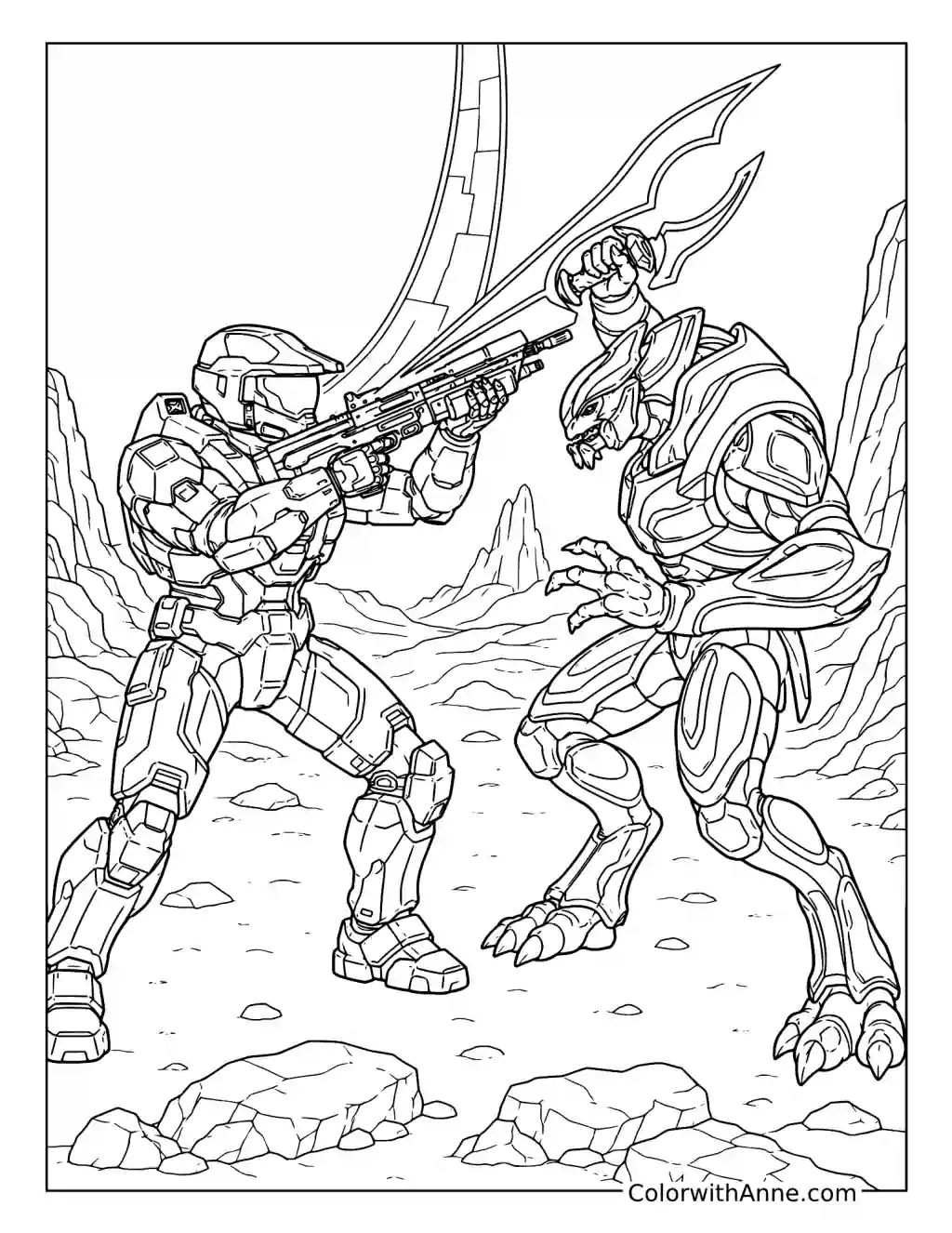 Halo Spartan Versus Elite Duel coloring page