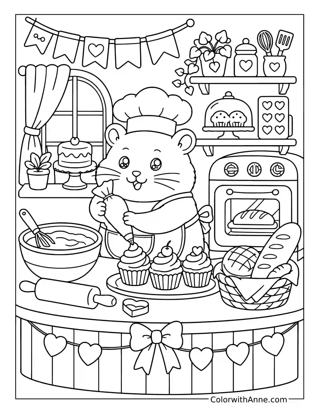 Hamster Bakery coloring page