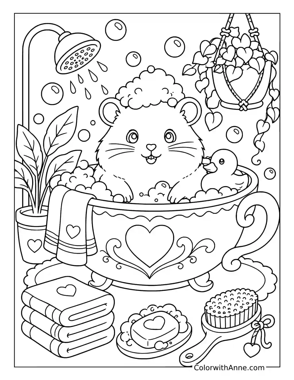 Hamster Bubble Bath coloring page