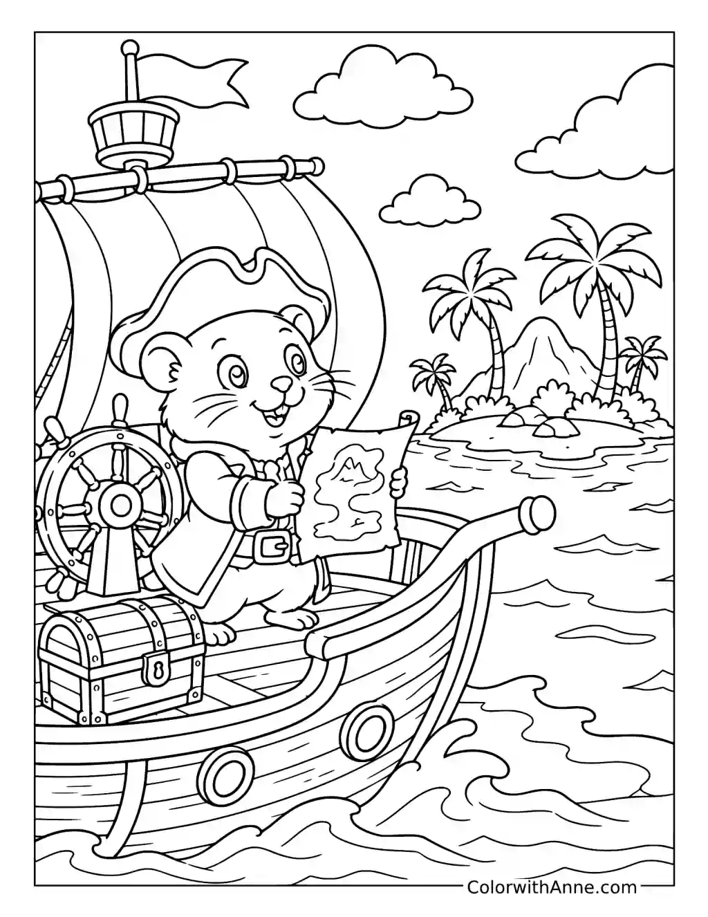 Hamster Pirate Adventure coloring page