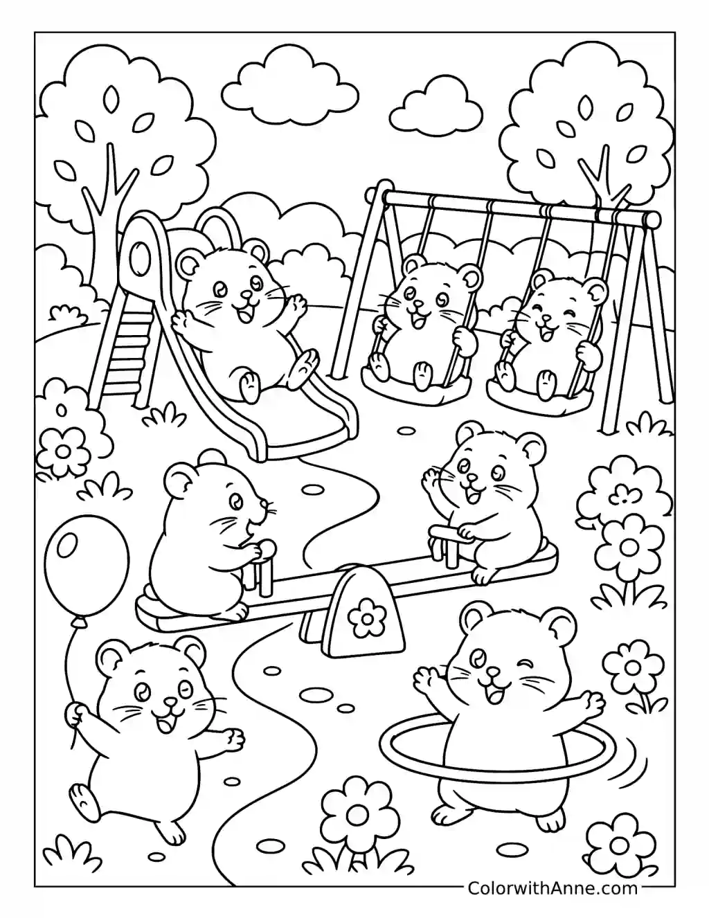 Hamster Playground coloring page