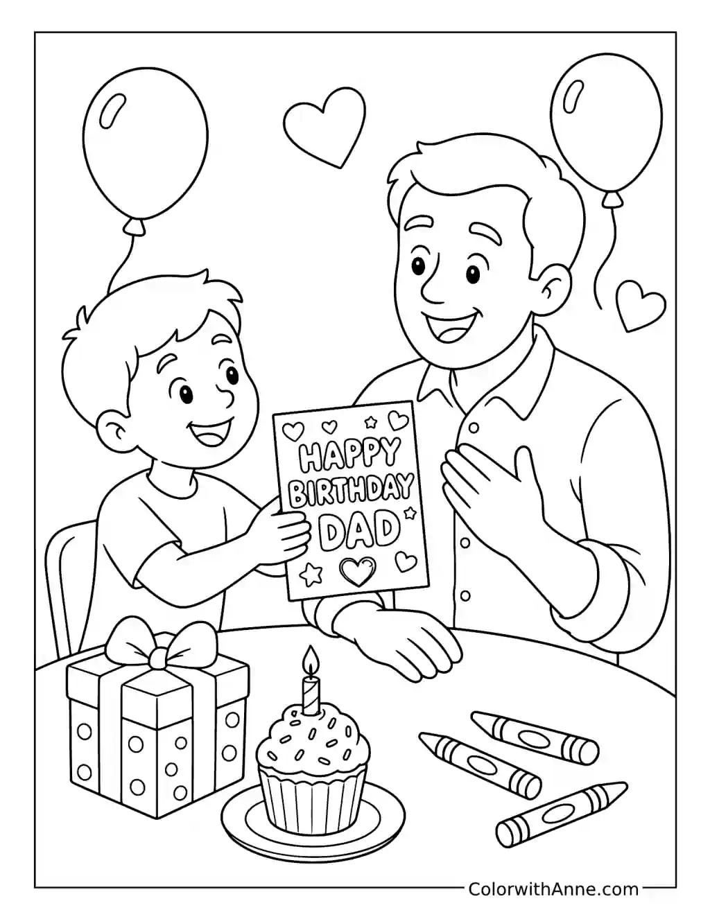 Handmade Card for Dad coloring page