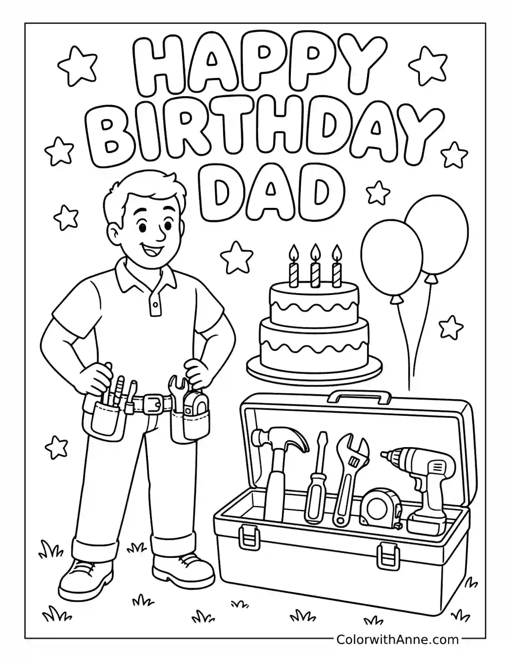 Handyman Dad Birthday coloring page