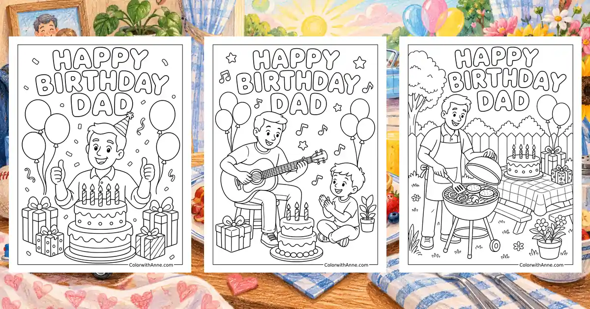 Happy Birthday Dad Coloring Pages banner