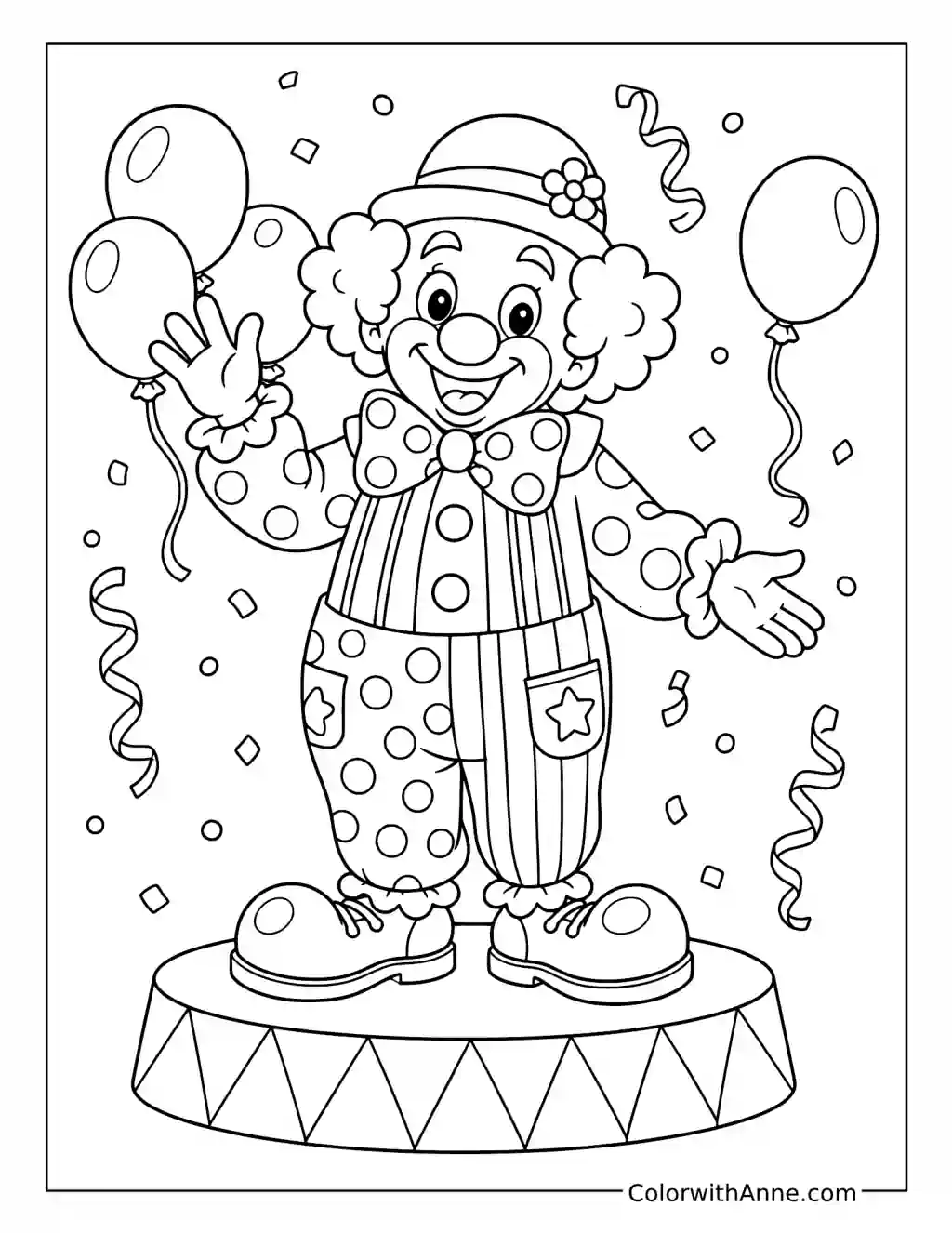 Happy Circus Clown coloring page