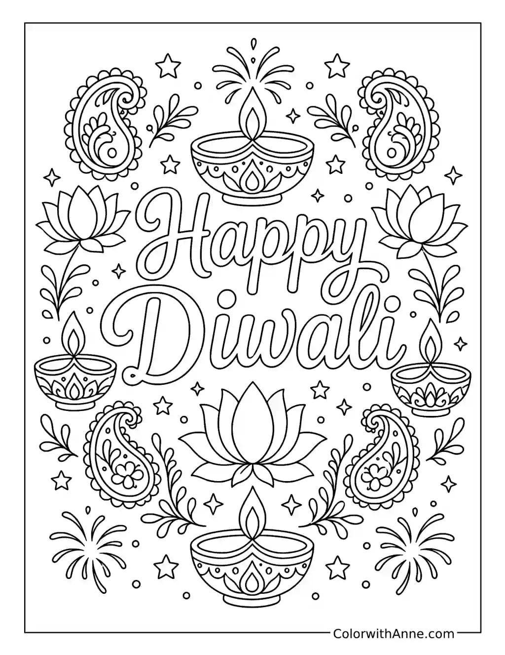 Happy Diwali Celebration coloring page