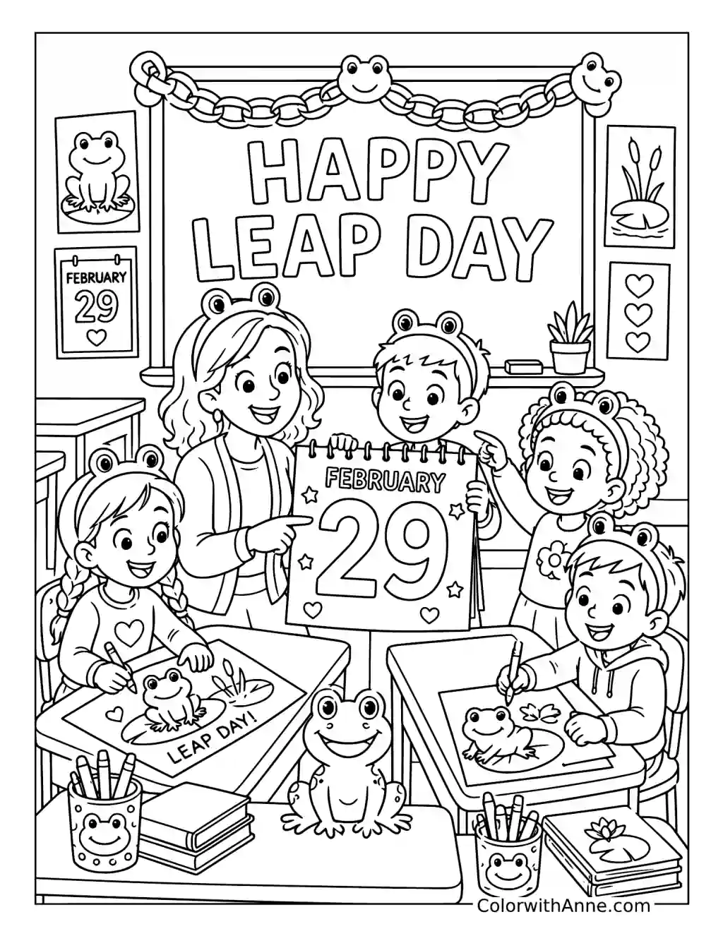Happy Leap Day Classroom Celebration coloring page