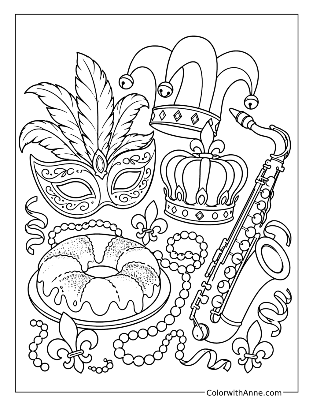 Happy Mardi Gras Celebration coloring page
