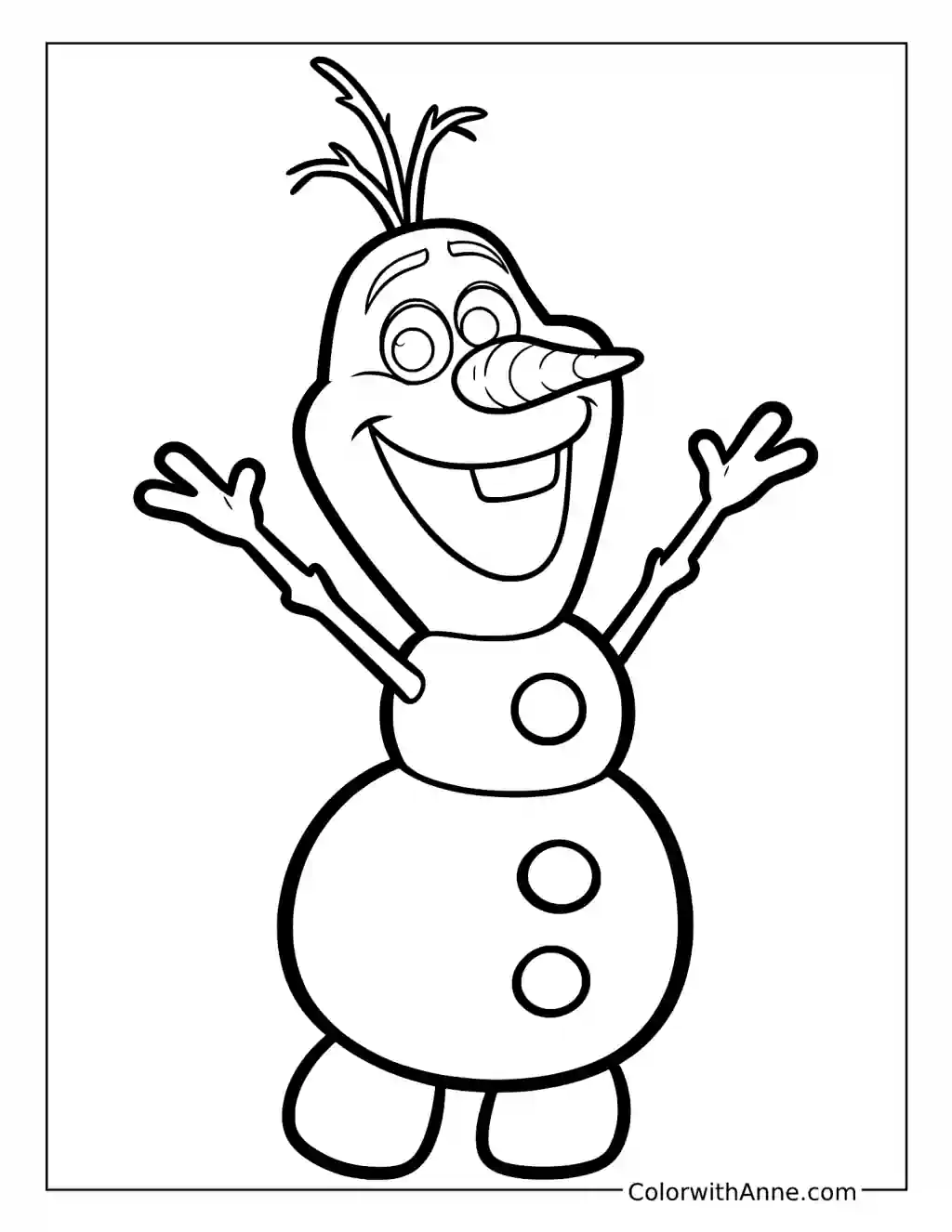 Happy Olaf Waving coloring page