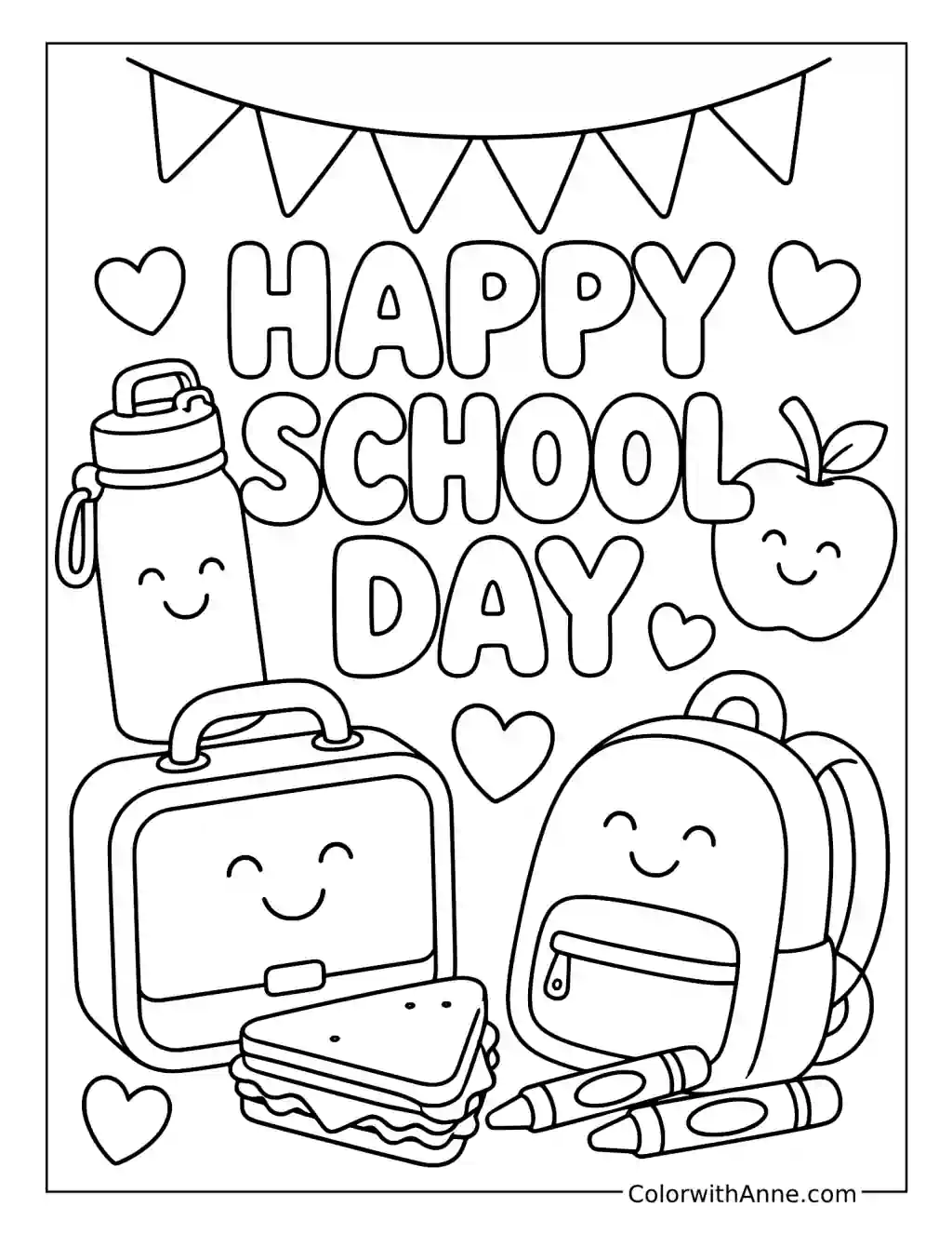 Happy School Day coloring page