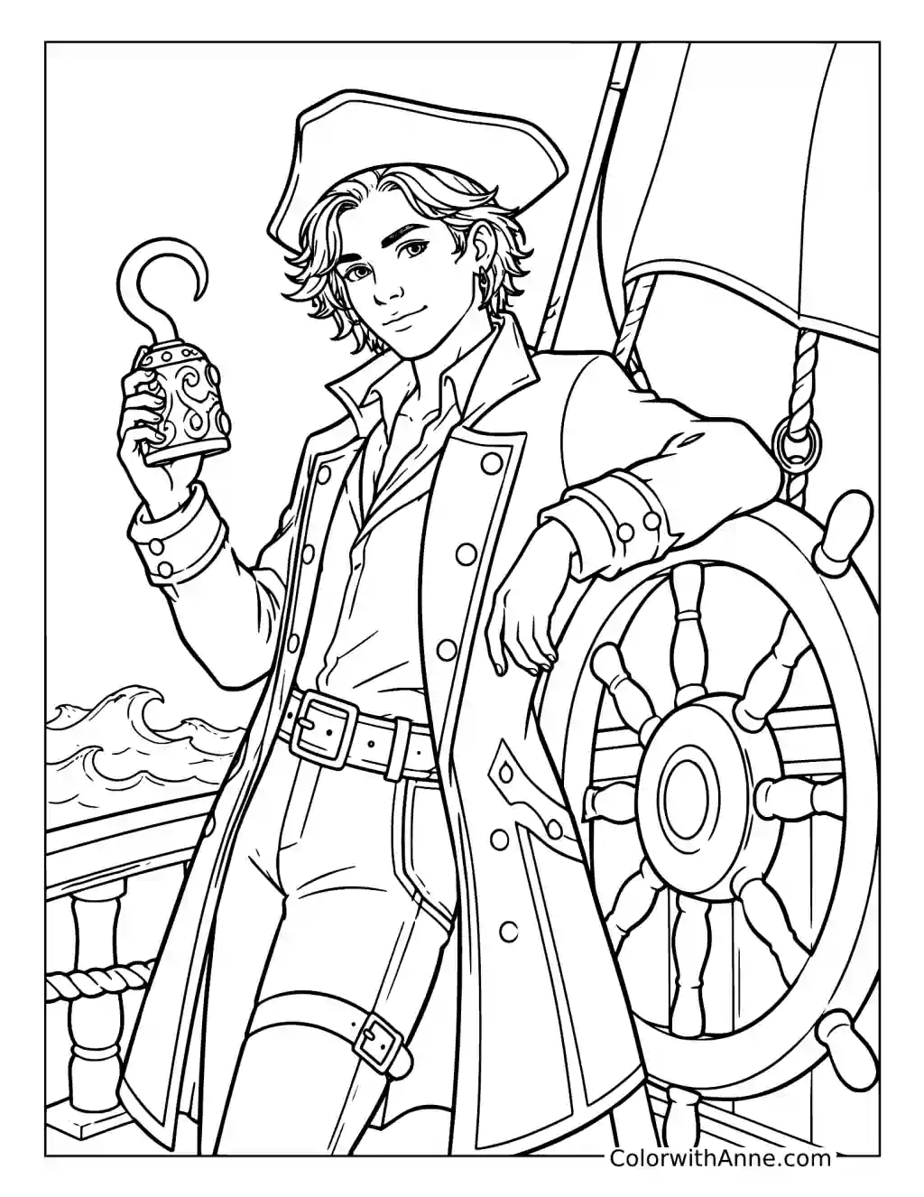 Harry Hook at the Ship's Wheel coloring page